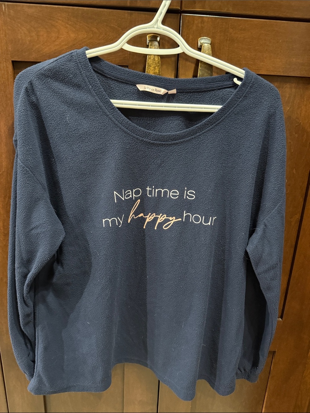 Women’s Navy 'Nap Time Is My Happy Hour' Long-Sleeve Top